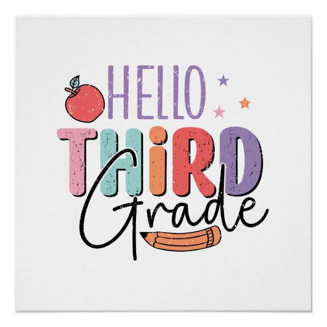 Hello Third Grade Back to School Poster (Front)
