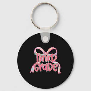 Hello Third Grade Coquette Bow Back To School Teac Key Ring