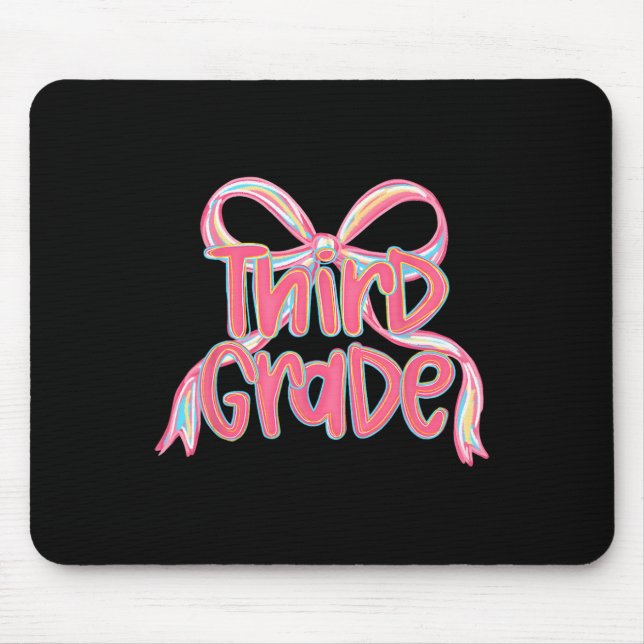 Hello Third Grade Coquette Bow Back To School Teac Mouse Pad (Front)