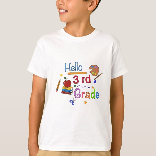 Hello Third Grade - Cute Back to School Design for T-Shirt (Front)