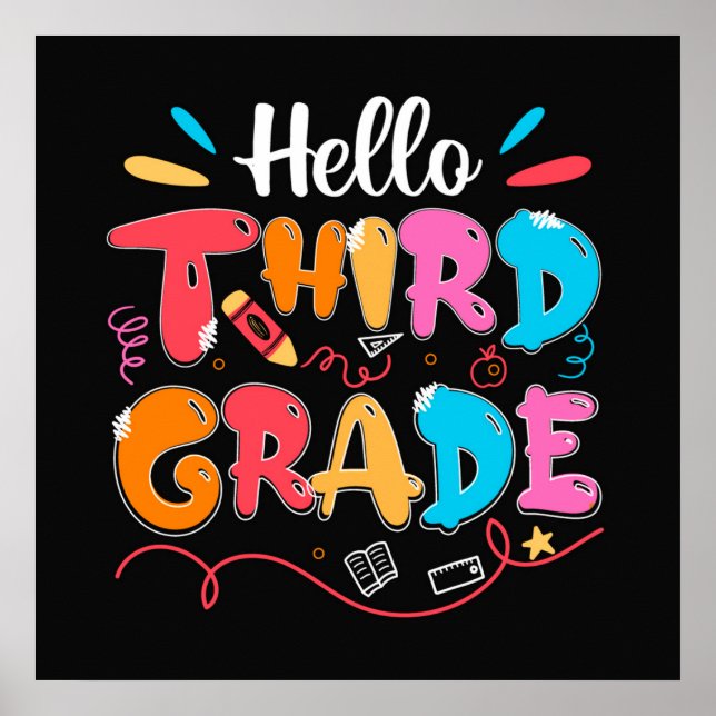 Hello Third Grade Doodle  Poster (Front)