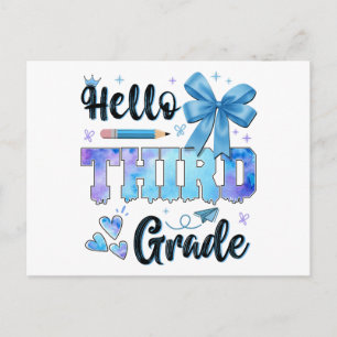 Hello Third Grade First Day of School Coquette  Postcard