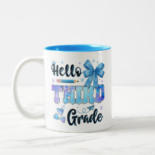 Hello Third Grade First Day of School Coquette Two-Tone Coffee Mug