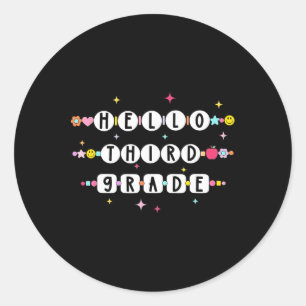 Hello Third Grade Friendship Bracelets Back To Sch Classic Round Sticker