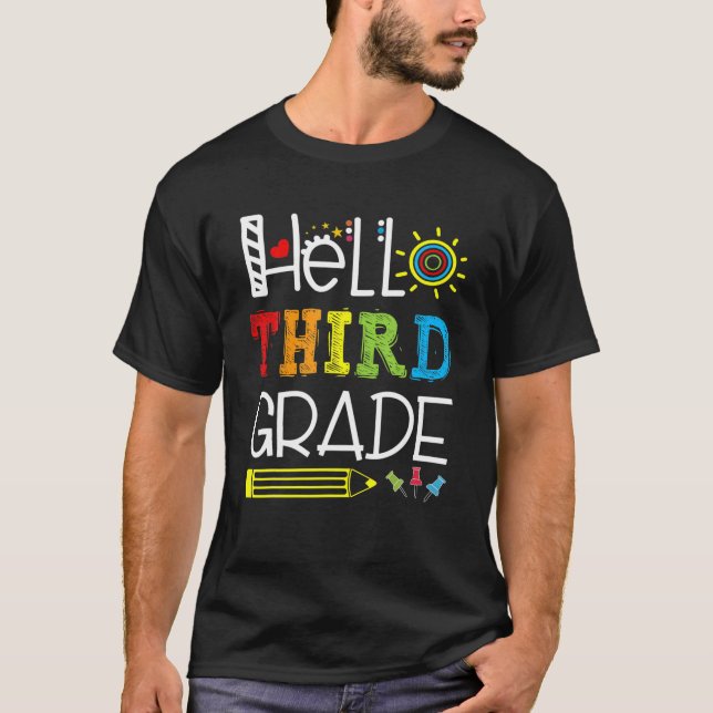 Hello Third Grade Fun 3Rd Grade Back To School Gif T-Shirt (Front)