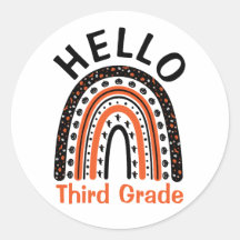 Hello Third Grade Halloween teacher boho rainbow