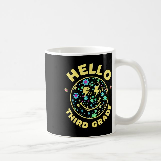 Hello Third Grade Happy Face 3rd Grade Squad Back  Coffee Mug (Right)