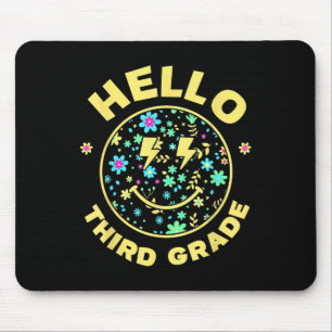 Hello Third Grade Happy Face 3rd Grade Squad Back Mouse Pad