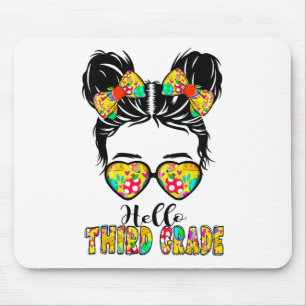 Hello Third Grade Messy Bun Girls 3rd Grade Ck To Mouse Pad