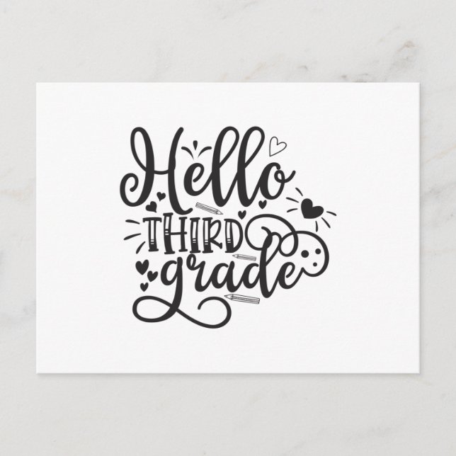 Hello Third Grade Postcard (Front)
