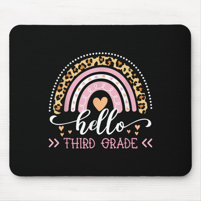 Hello Third Grade Rainbow 3rd Grade Back To School Mouse Pad (Front)