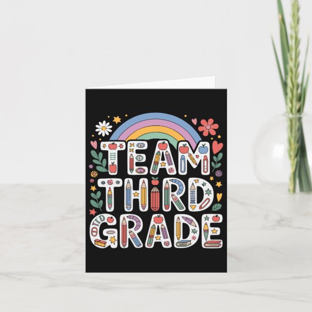 Hello Third Grade Rainbow Teacher Clroom Back To S Card (Front)