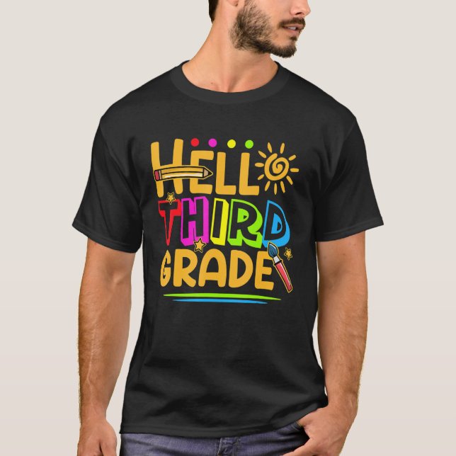 Hello Third Grade Shirt Fun 3rd Grade Back To Scho (Front)