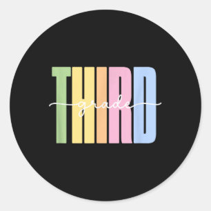 Hello Third Grade Shirt - Girls 3rd Grade Outfit,  Classic Round Sticker