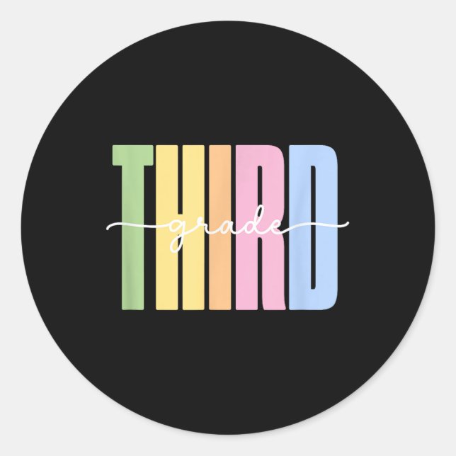 Hello Third Grade Shirt - Girls 3rd Grade Outfit,  Classic Round Sticker (Front)