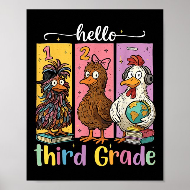 Hello Third Grade Shirt  Poster (Front)