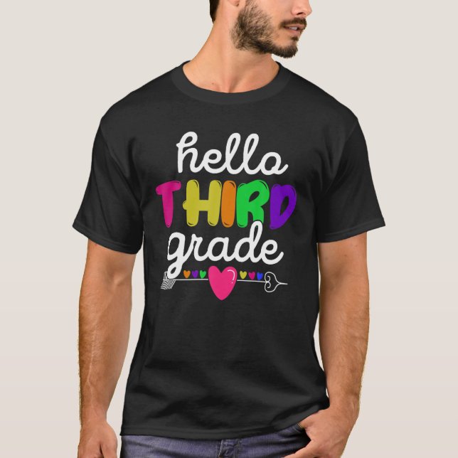 Hello Third Grade Squad Teacher Student Team Back T-Shirt (Front)
