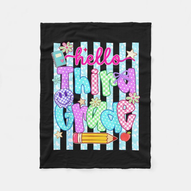 Hello third grade team 3rd grade back to school fleece blanket (Front)
