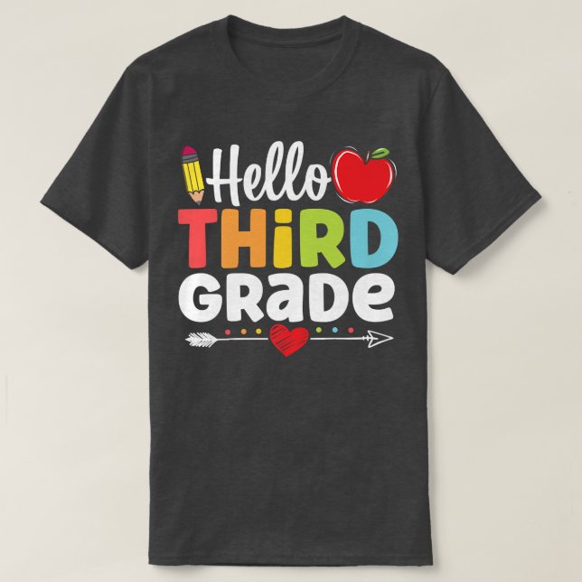 Hello Third Grade Team 3rd Grade Back To School Fu T-Shirt (Design Front)