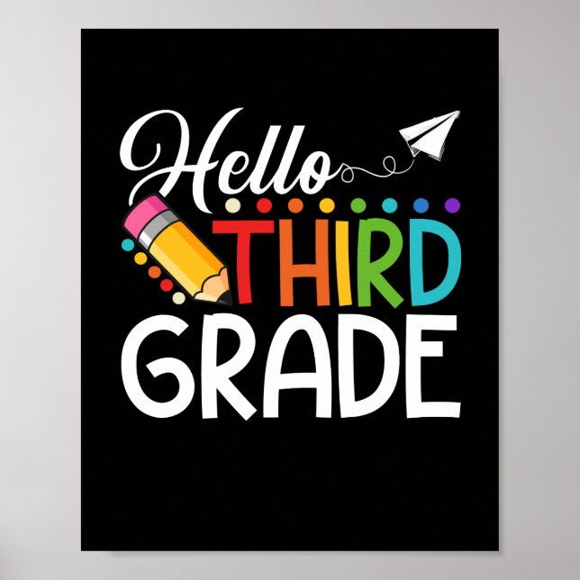 Hello Third Grade Team 3rd Grade Back to School Poster (Front)