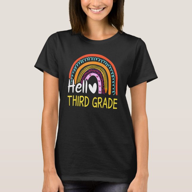 Hello Third Grade Team 3rd Grade Back To School Ra T-Shirt (Front)