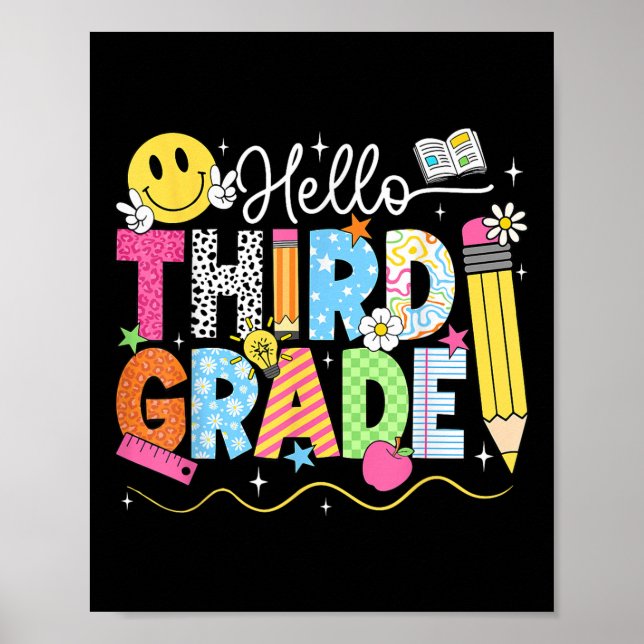 Hello Third Grade Team 3rd Grade Back To School Te Poster (Front)