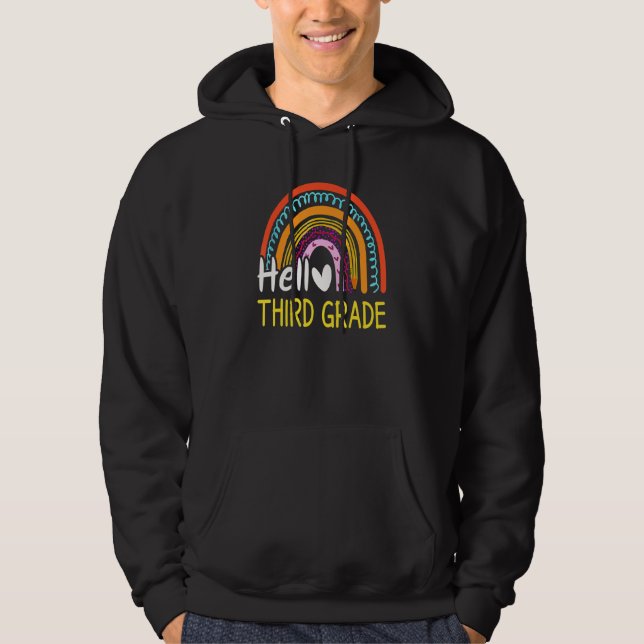 Hello Third Grade Team 3rd Graderainbow Welcome Ba Hoodie (Front)