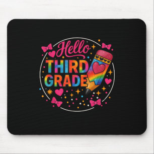 Hello Third Grade Tie Dye Pencil Back To School 3r Mouse Pad