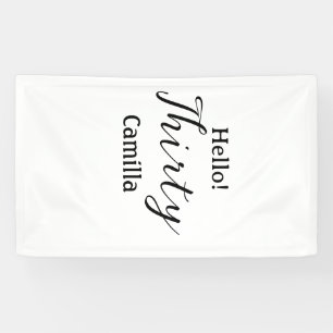 Hello thirty birthday name simple minimal elegant banner