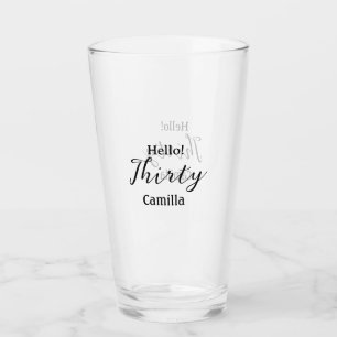 Hello thirty birthday name simple minimal elegant glass