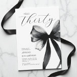 Hello Thirty Elegant Script Chic Bow 30th Birthday Invitation<br><div class="desc">Hello Thirty Elegant Script Chic Bow 30th Birthday Invitation is perfect for celebrating her milestone in style. Featuring minimalist and elegant watercolor black ribbon bow design and script "Thirty", this invite adds a touch of sophistication to your "Hello 30" theme. Featuring a chic black-and-white colour scheme paired with modern, elegant...</div>