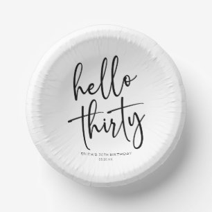 Hello Thirty Minimalist 30th Birthday Party Paper Plate