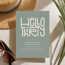 HELLO THIRTY Modern 30th Birthday