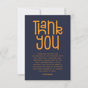 HELLO THIRTY Modern 30th Birthday Thank You Card