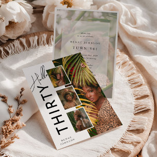 Hello THIRTY' Modern Photo Collage 30th Birthday Invitation