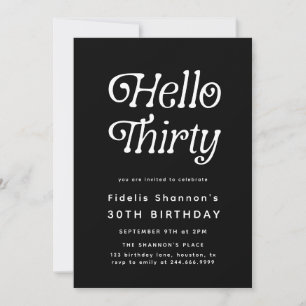 Hello Thirty Modern Retro 30th Birthday  Invitation