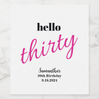 Hello Thirty Personalised Wine Labels