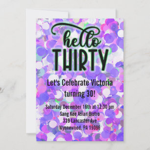 Hello Thirty - Purple Invitation