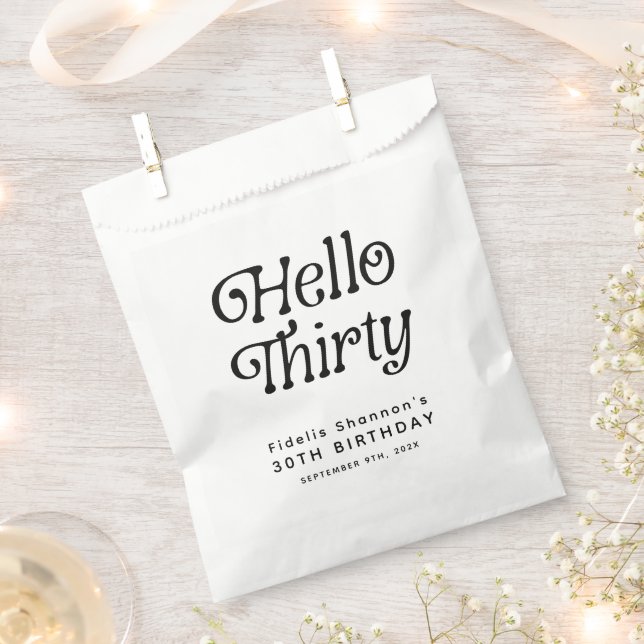 Hello Thirty Retro 30th Birthday Favour Bag (Clipped)