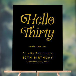 Hello Thirty Retro 30th Birthday Welcome Sign