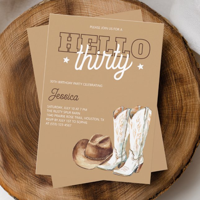 Hello Thirty Rustic Country 30th Birthday Party Invitation (Hello Thirty Rustic Country 30th Birthday Party Invitation)