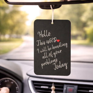'Hello. This is God.' Black White Typography Faith Car Air Freshener