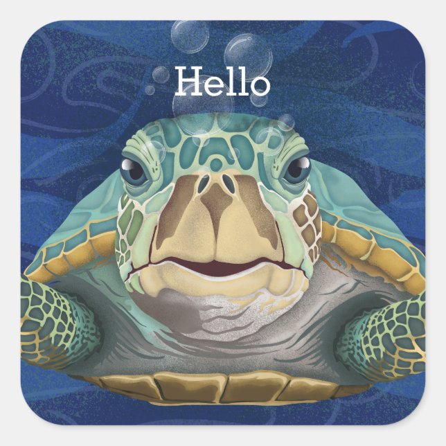 Hello Turtle Customisable Sticker (Front)