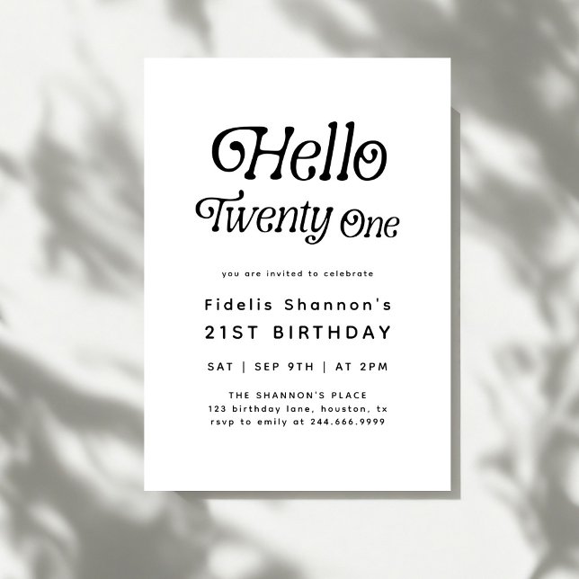 Hello Twenty Modern Retro 21st Birthday  Invitation (Creator Uploaded)