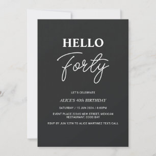 Hello Twenty One Black 21st Birthday Invitation