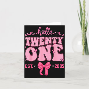 Hello Twenty One Coquette Bow 21st Birthday Cute Card