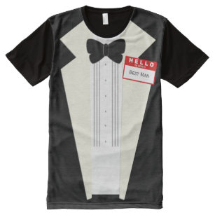 Hello Two Tone Tuxedo Best Man Wedding T-Shirt