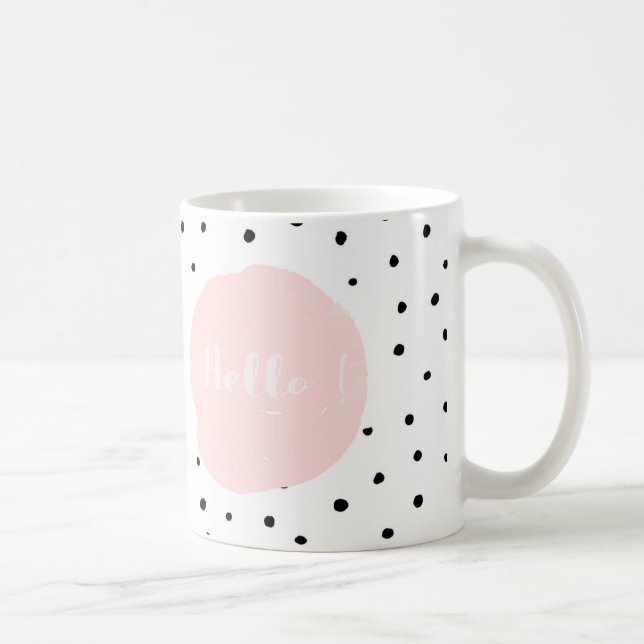 Hello Typography and Polka Dot Dance Coffee Mug (Right)