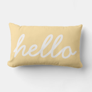 Hello Typography Beige Lumbar Cushion