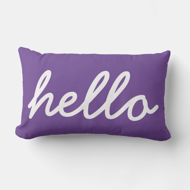 Hello Typography Purple Lumbar Cushion (Front)